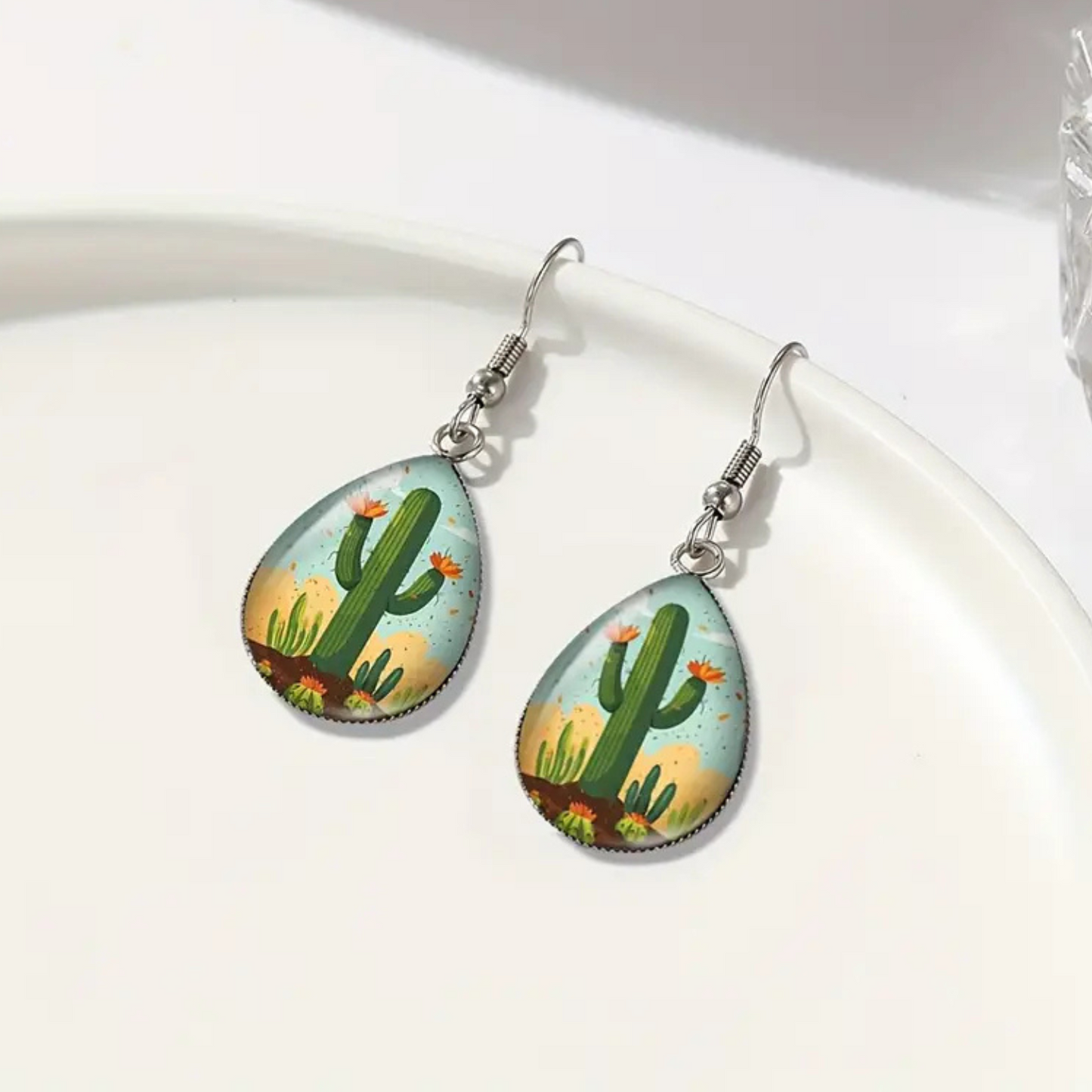 'Boho Cactus' Teardrop Earrings