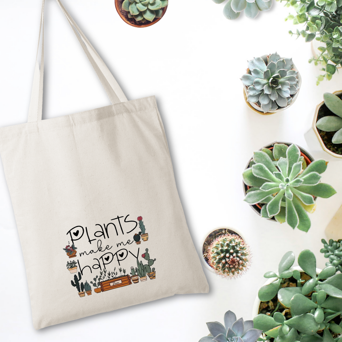 'Plants Make Me Happy' Tote Bag