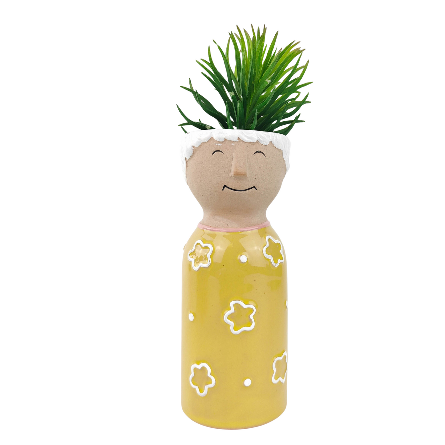 'Grandma' Tall Planter Yellow 18cm