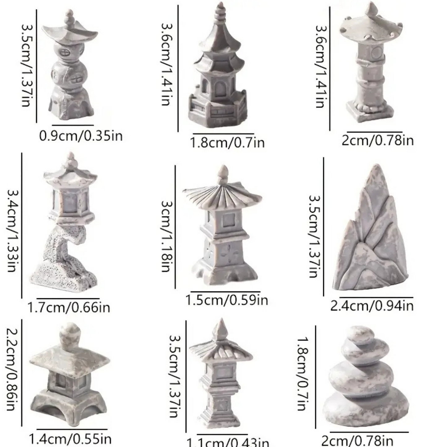 Bonsai or fairy garden 'Sculptures' (set of 9)