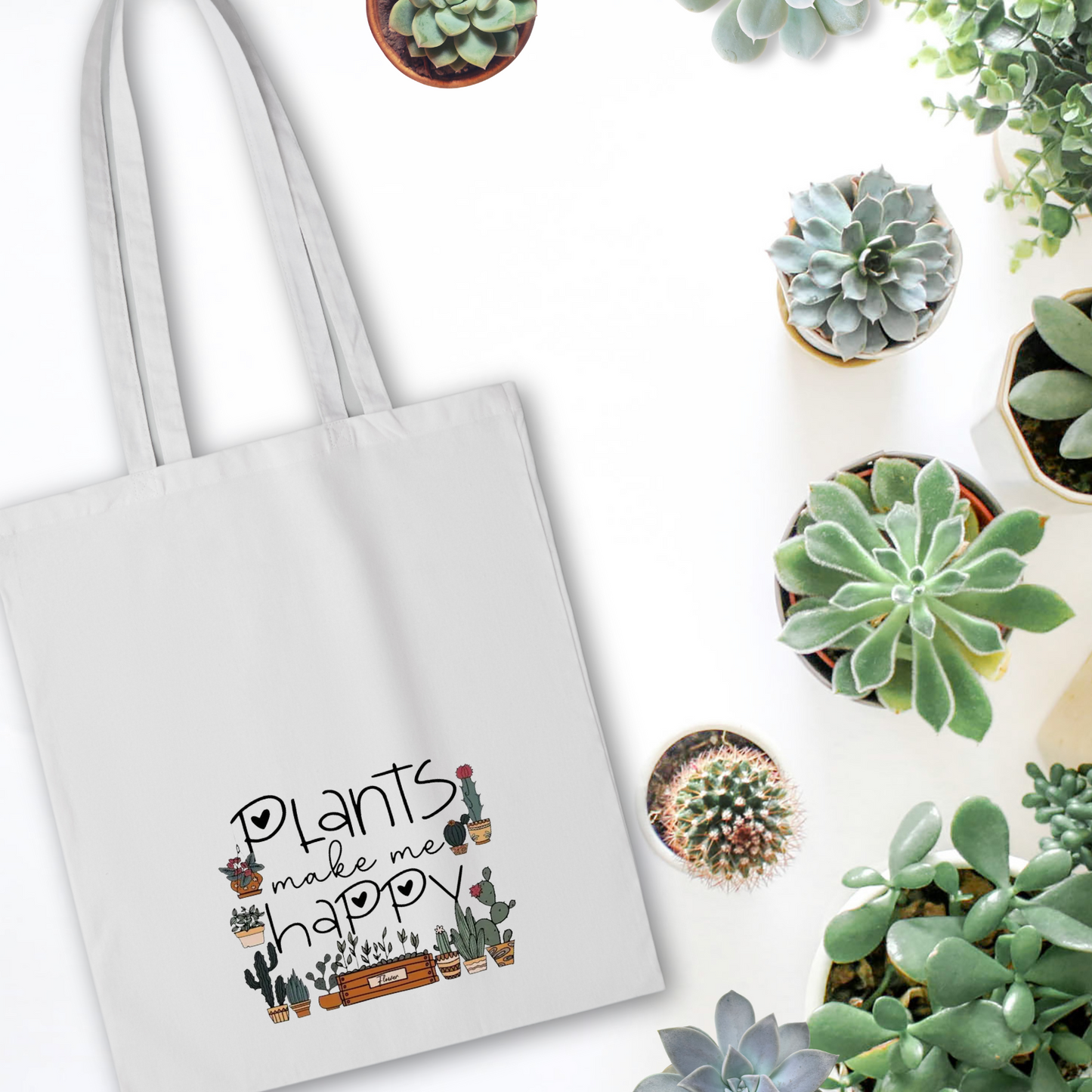 'Plants Make Me Happy' Tote Bag