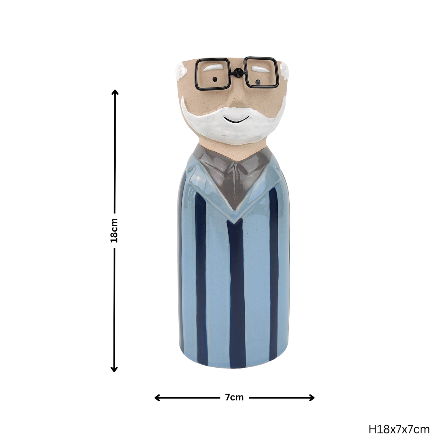 'Grandpa' Tall Planter Blue 18cm