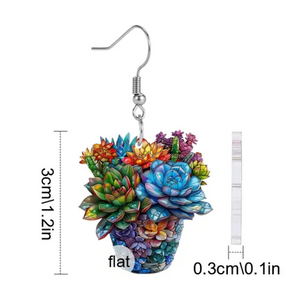 'Pot of Succulents' Earrings