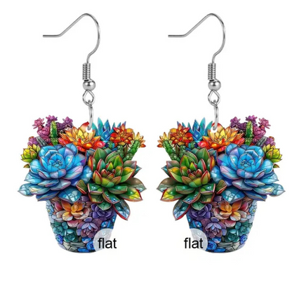 'Pot of Succulents' Earrings