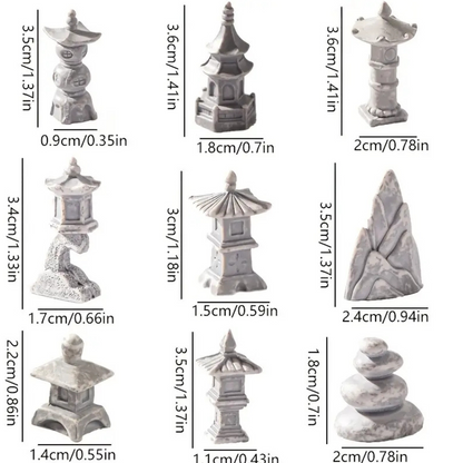 Bonsai or fairy garden 'Sculptures' (set of 9)