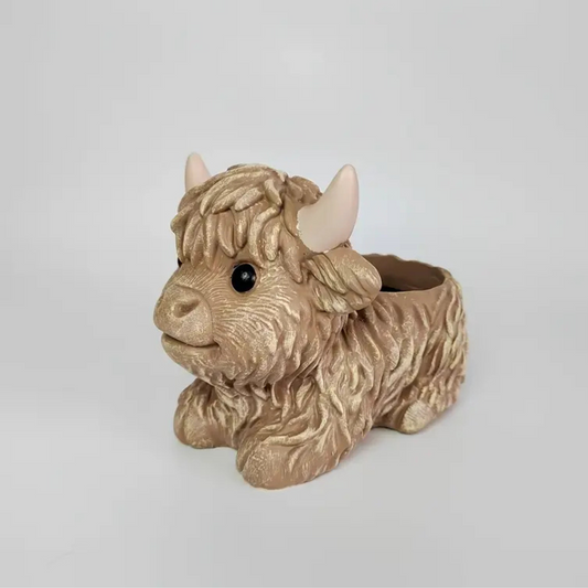 'Highland Cow' Resin Planter (small)