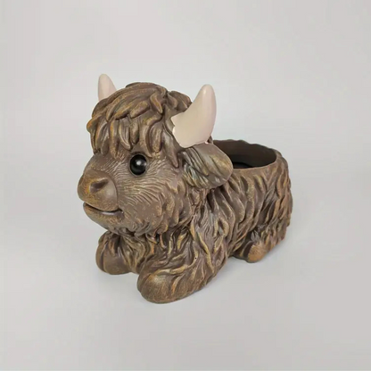 'Highland Cow' Resin Planter (small)
