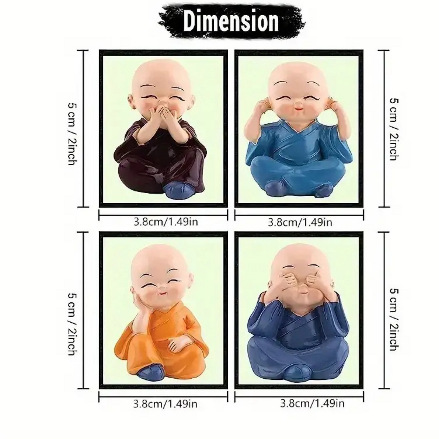 Colourful 'Monk' set of 4